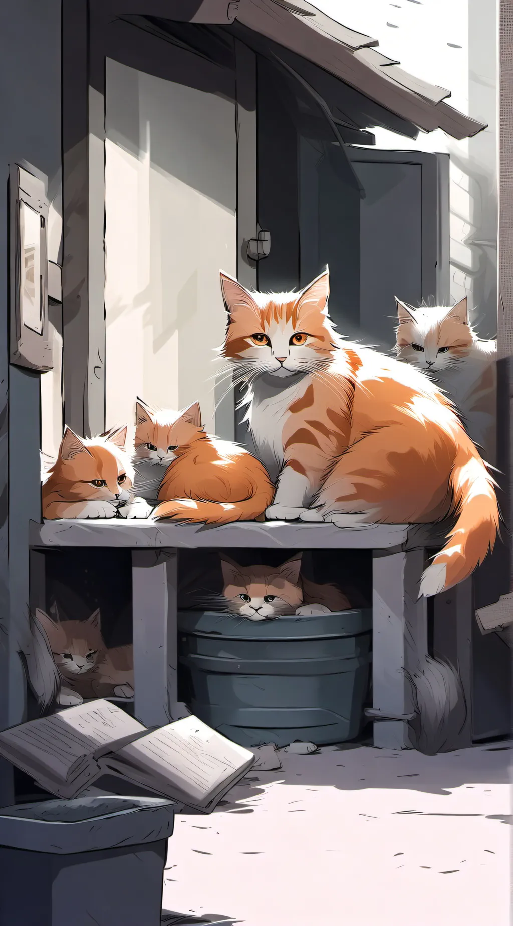 ai character: Orange cat family background