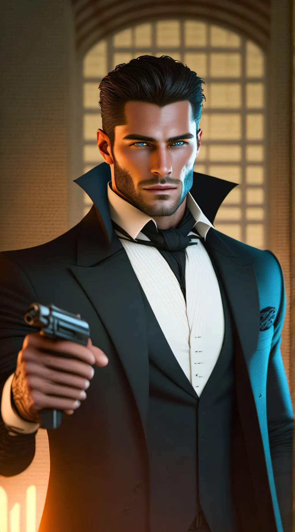 ai character: Elias Black background