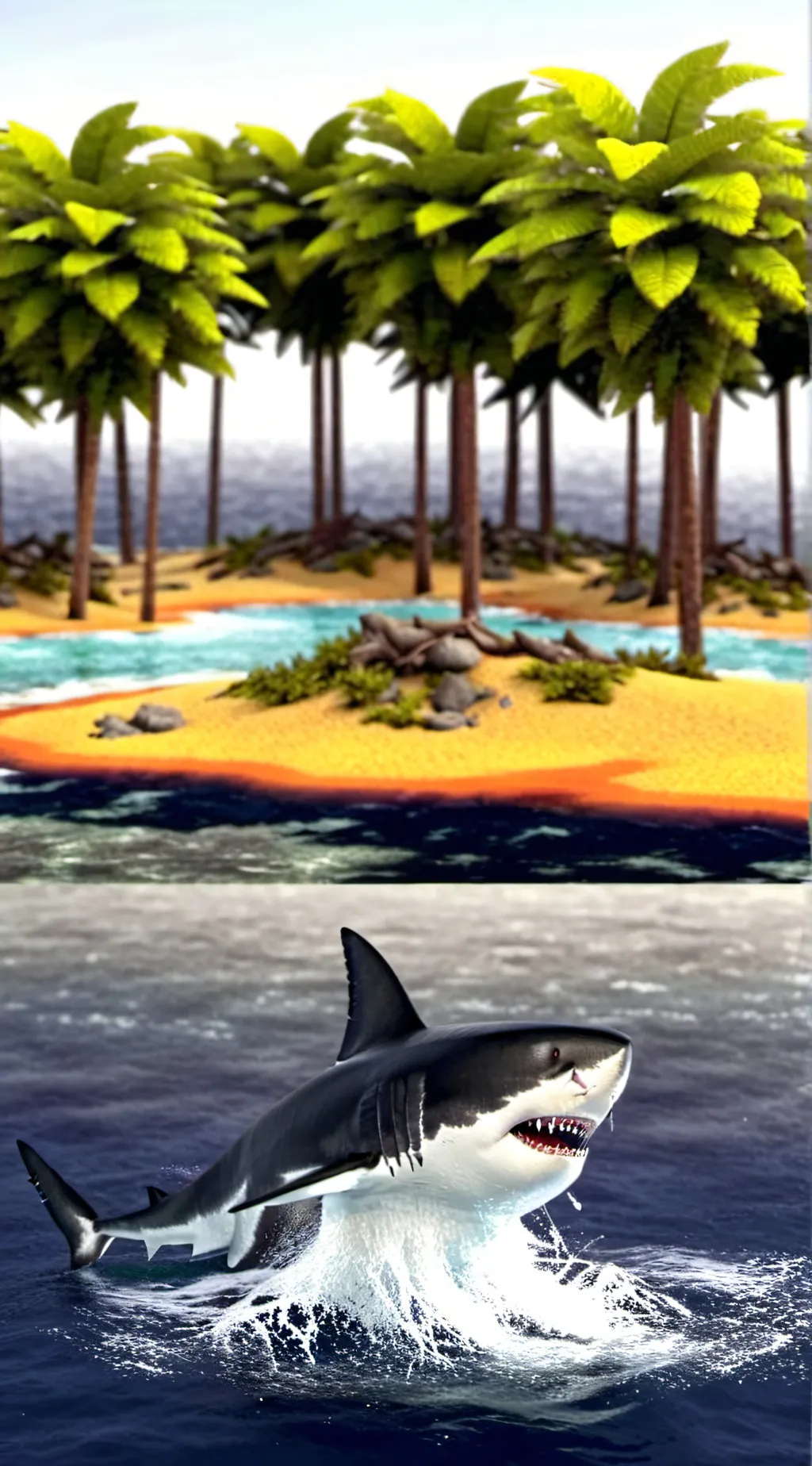 ai character: Deserted island background