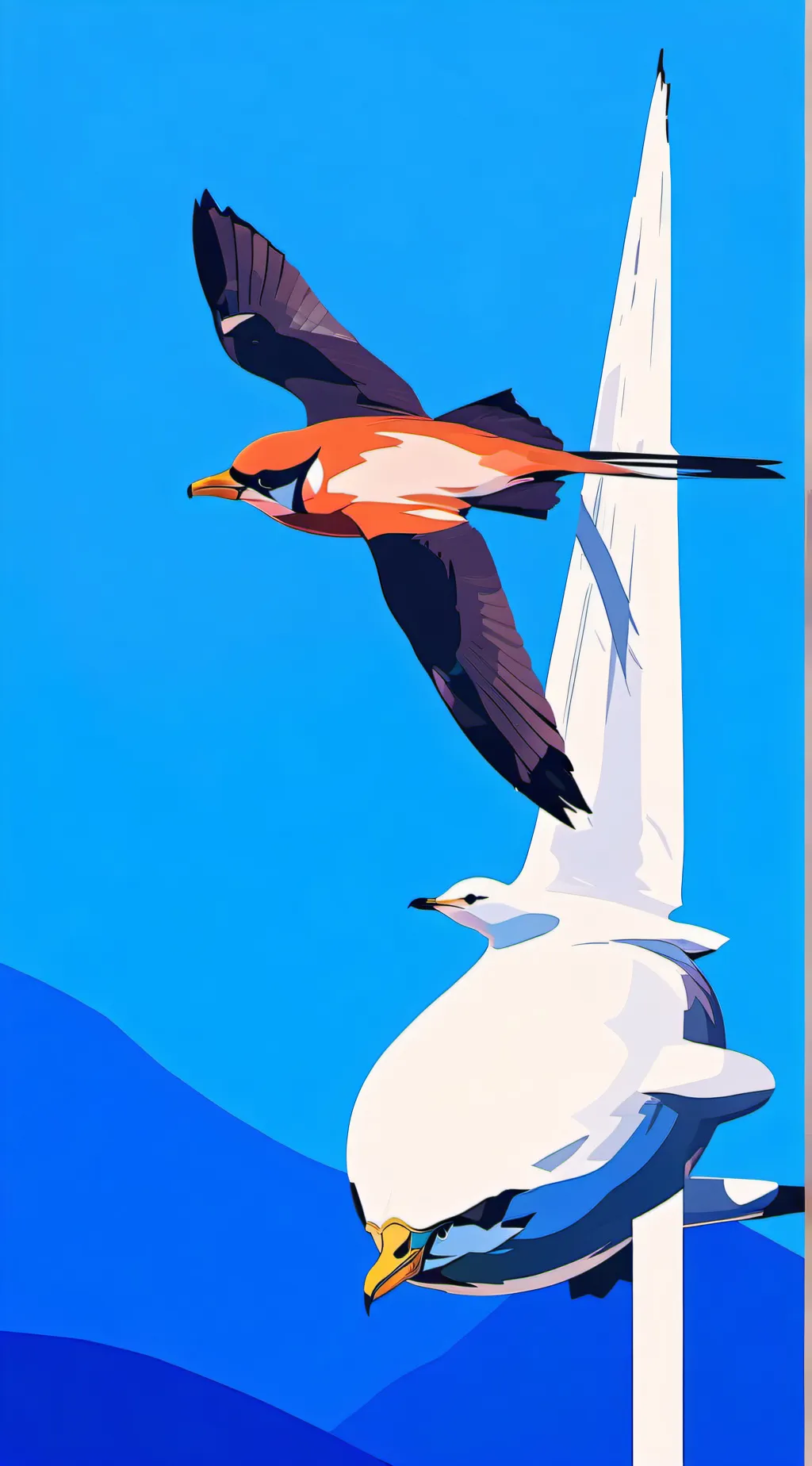 ai character: seeguls at school background