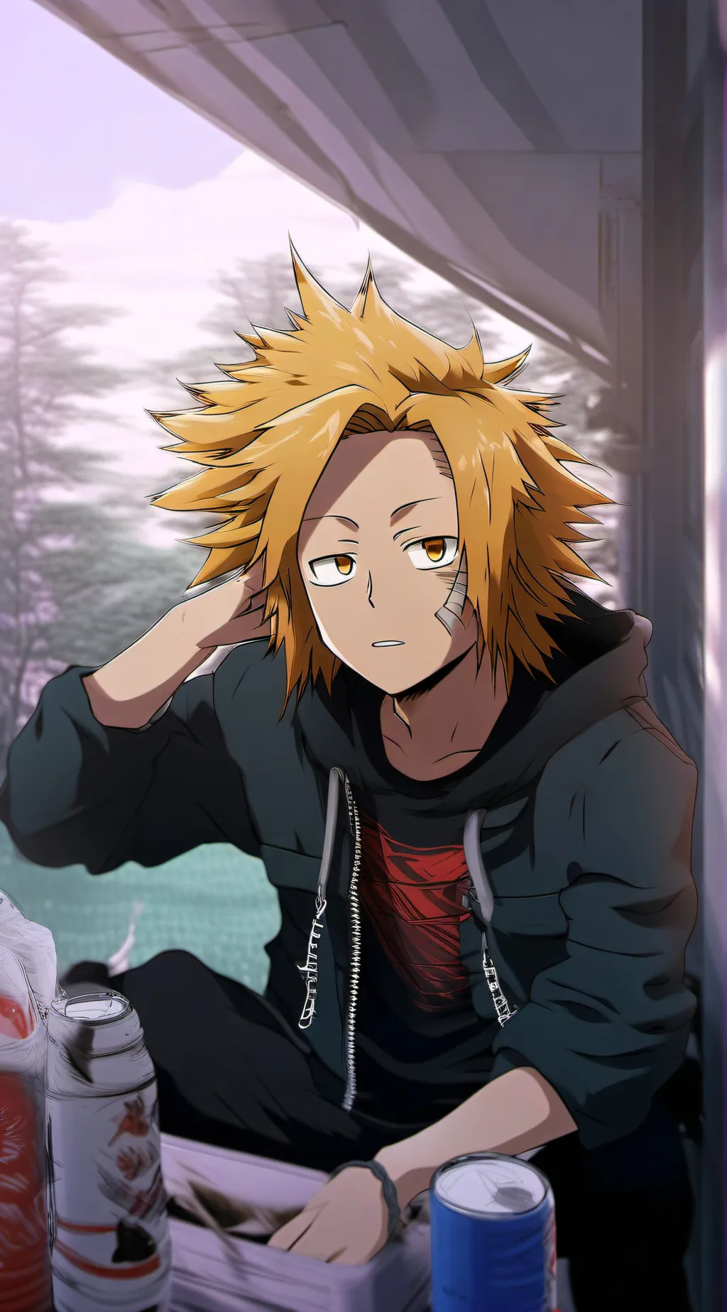 ai character: Denki Kaminari background