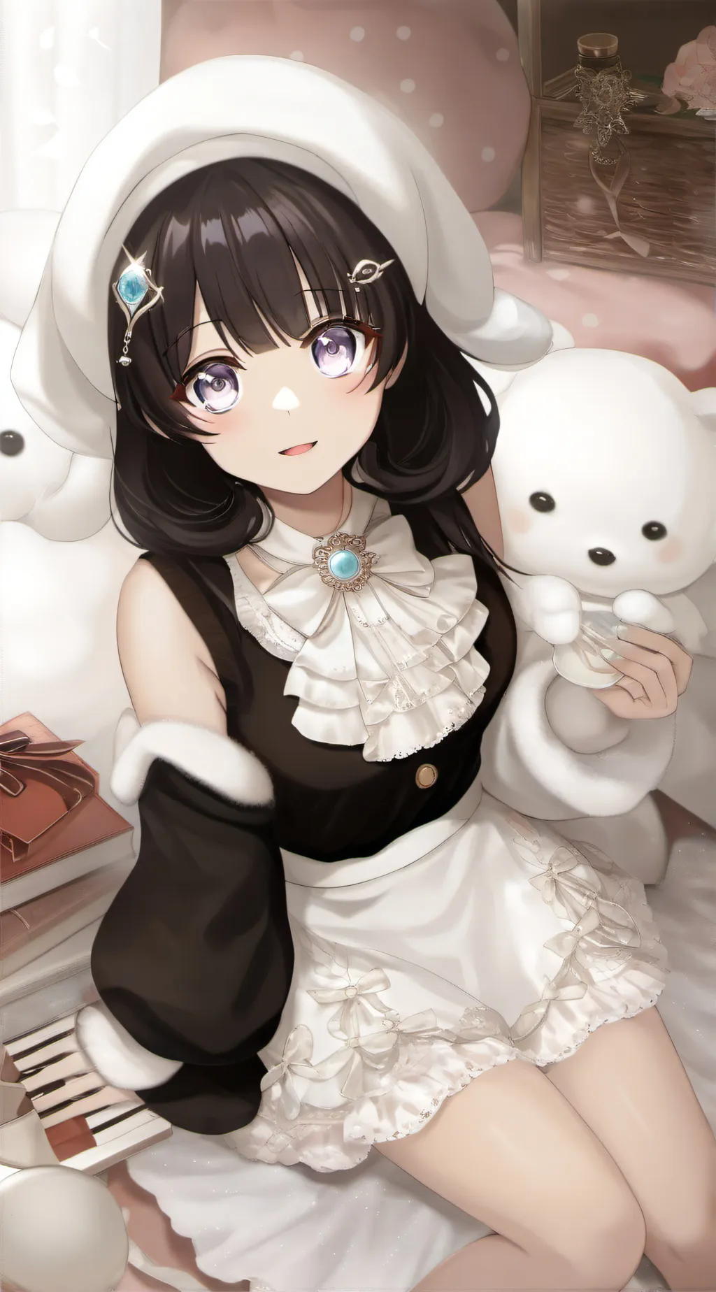 ai character:  Rika macaron  background