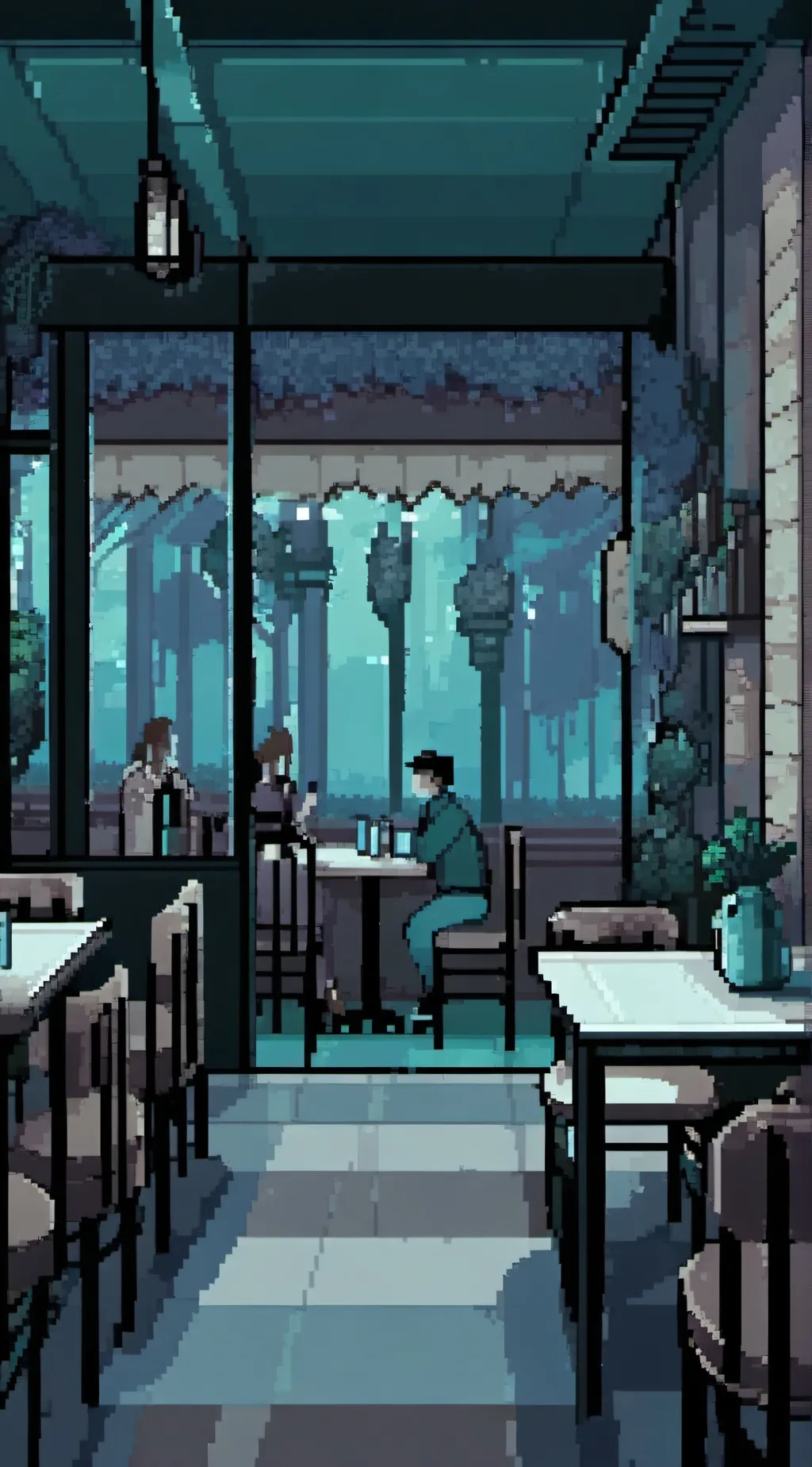 ai character: restaurant background