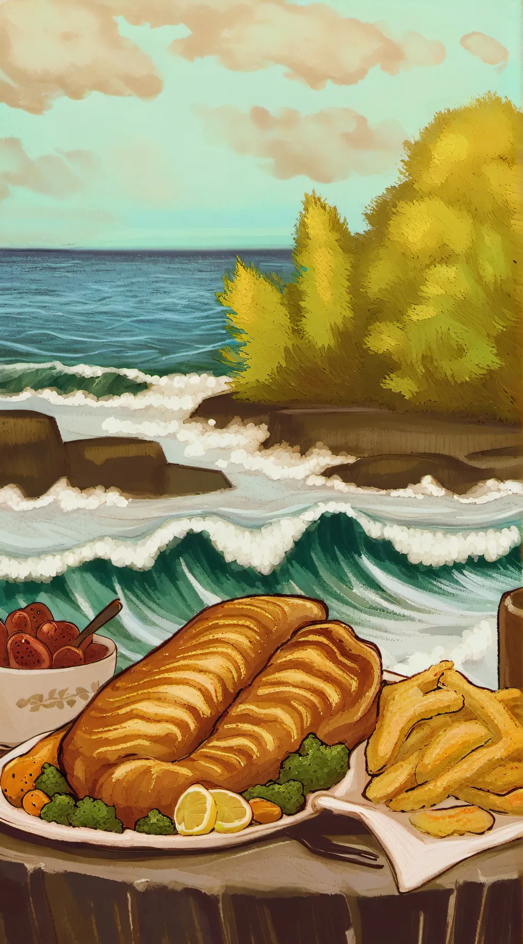 ai character: Foods and drinks background