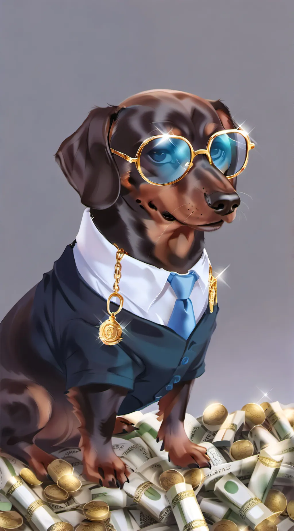 ai character: wiener dog background