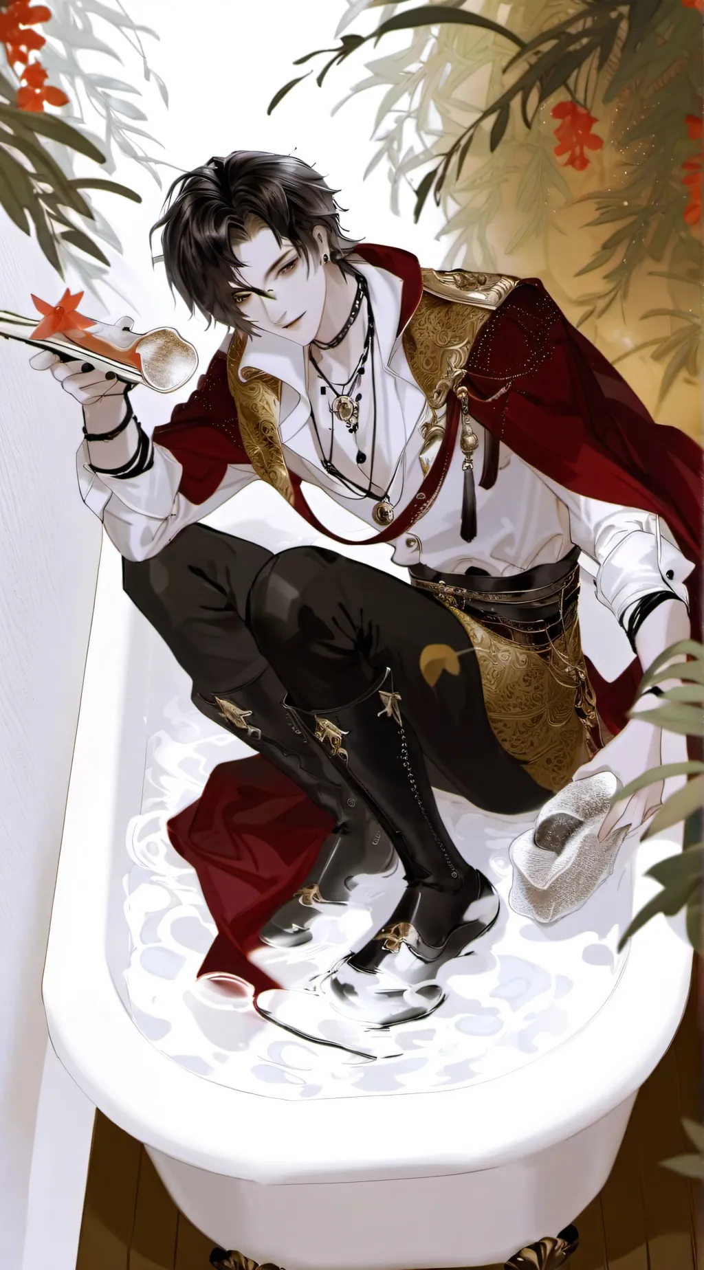 ai character: bathtub evil guy background