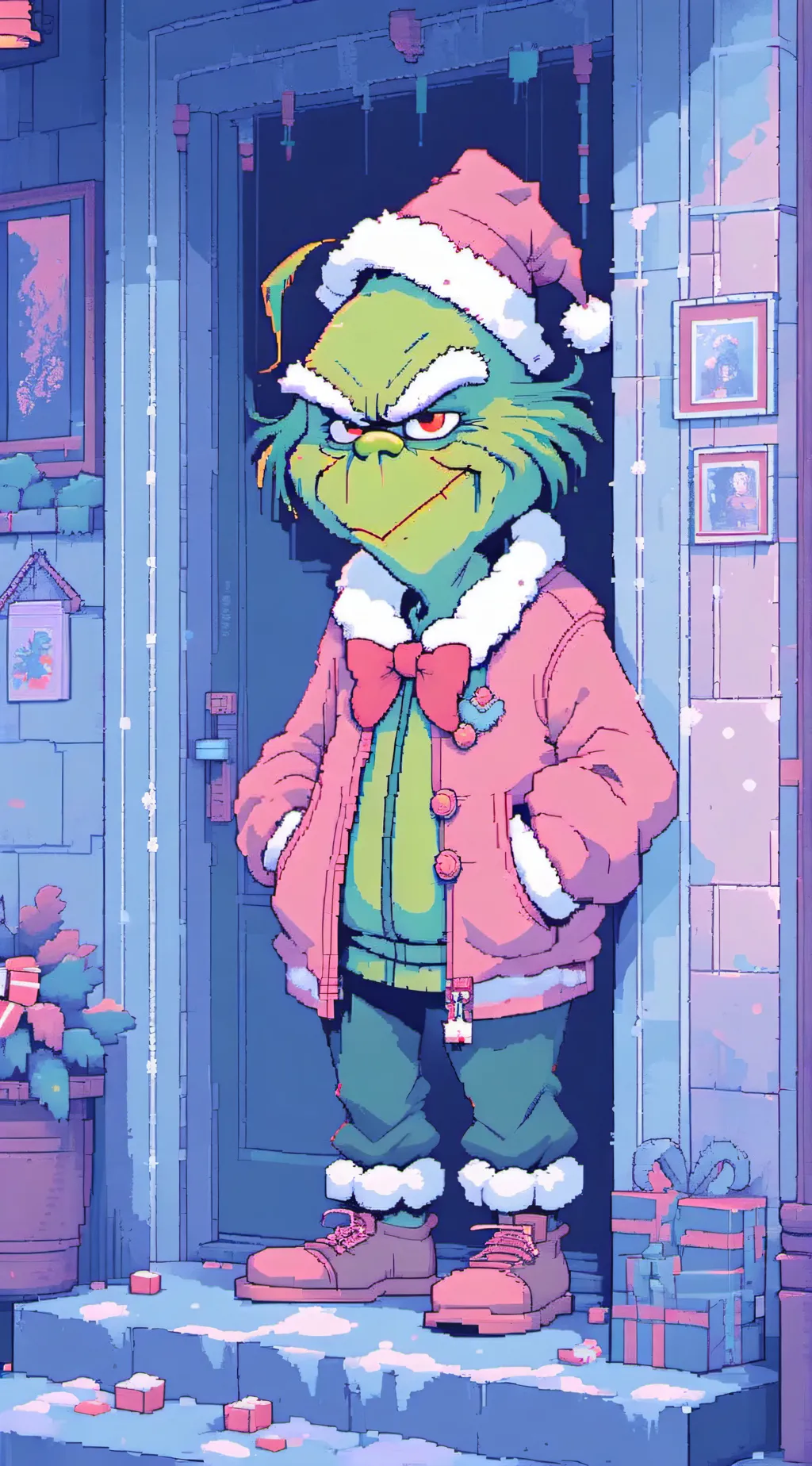 ai character: the fake Christma. background