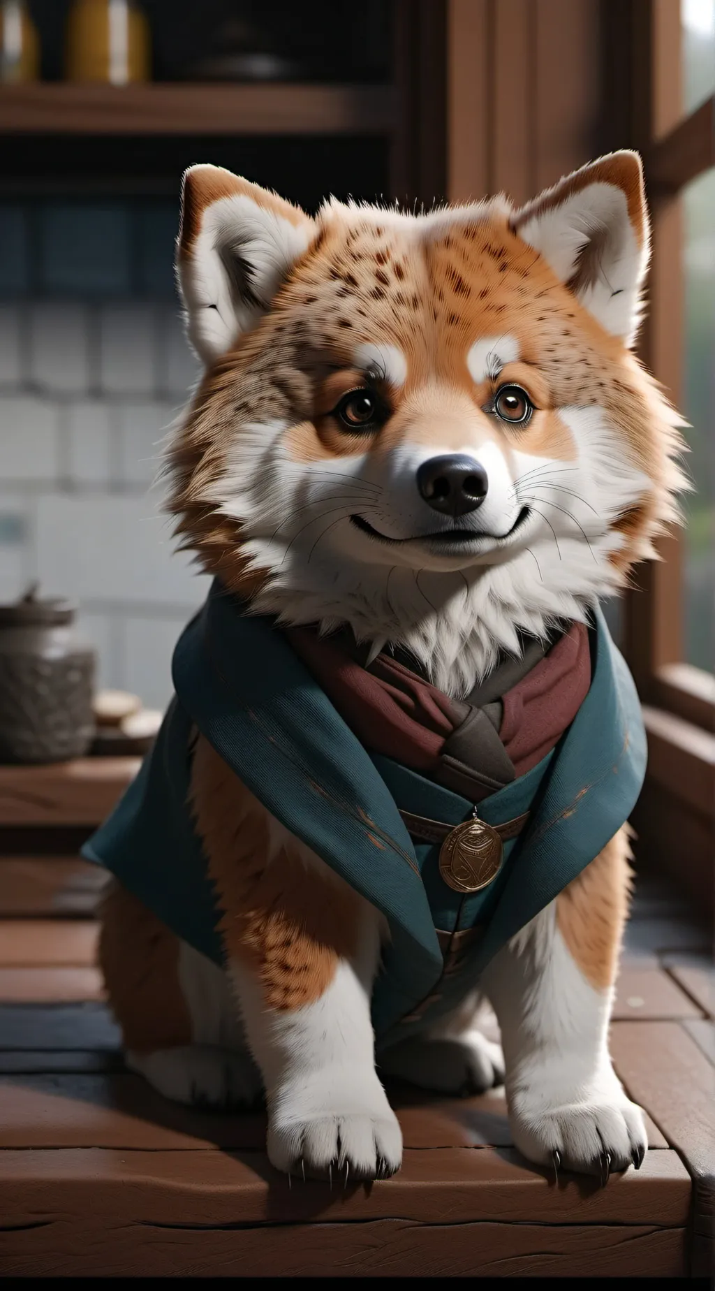 ai character: plushie  background