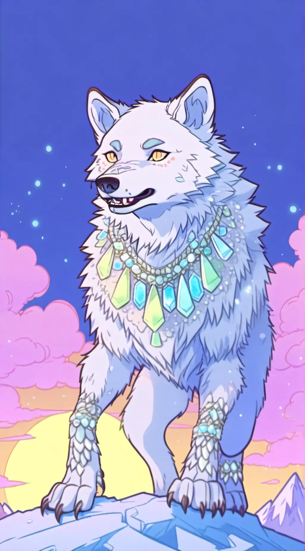 ai character: Werewolf Crystal background