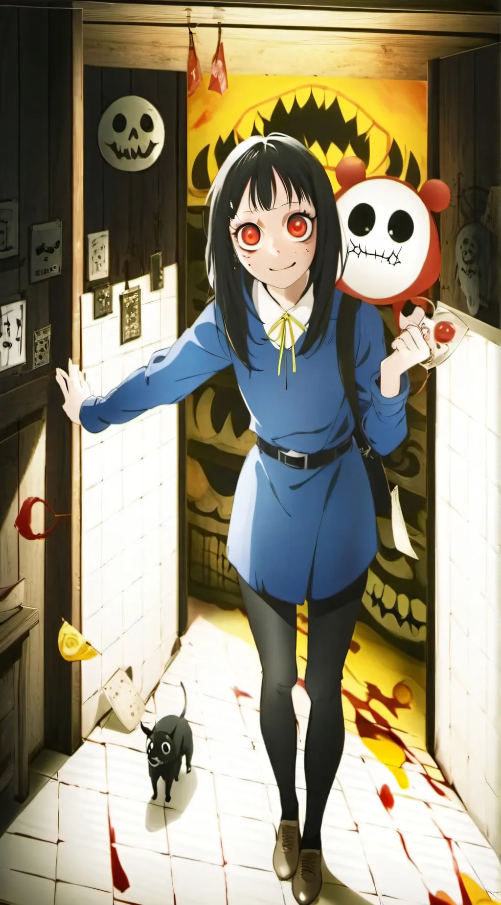 ai character: momo at anime background