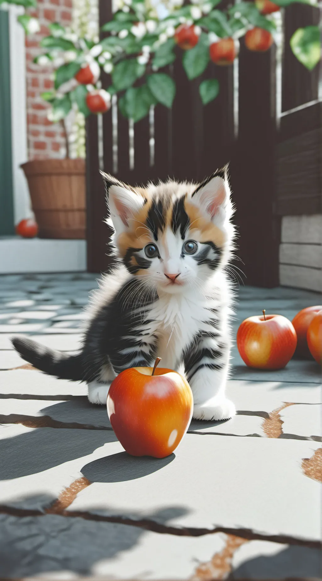 ai character: Apple kitten background