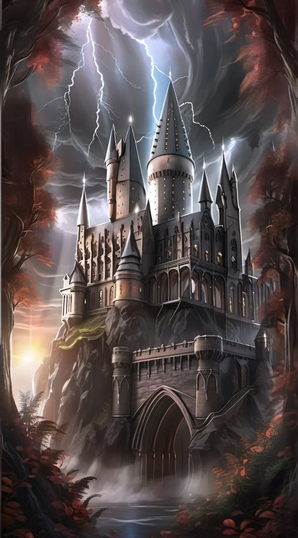 ai character: Hogwarts Castle background
