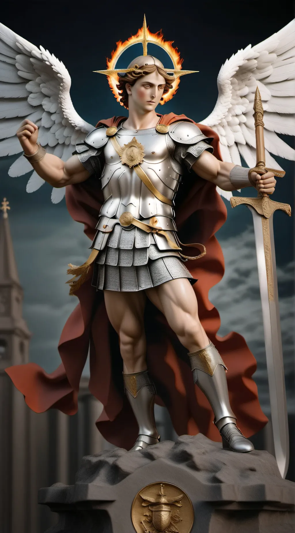 ai character: St Michael  background