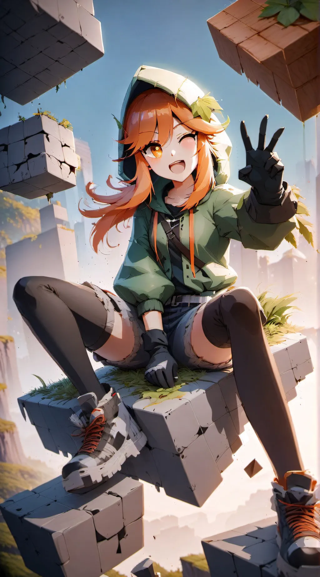 ai character: Creeper Girl background