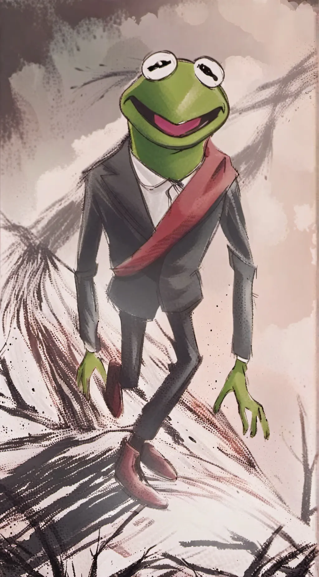 ai character: Kermit the frog background