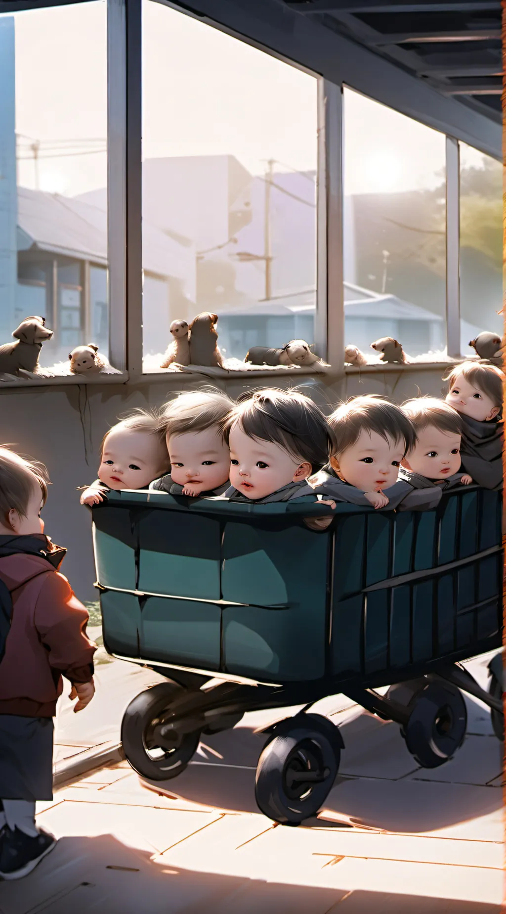 ai character: Adoption center background