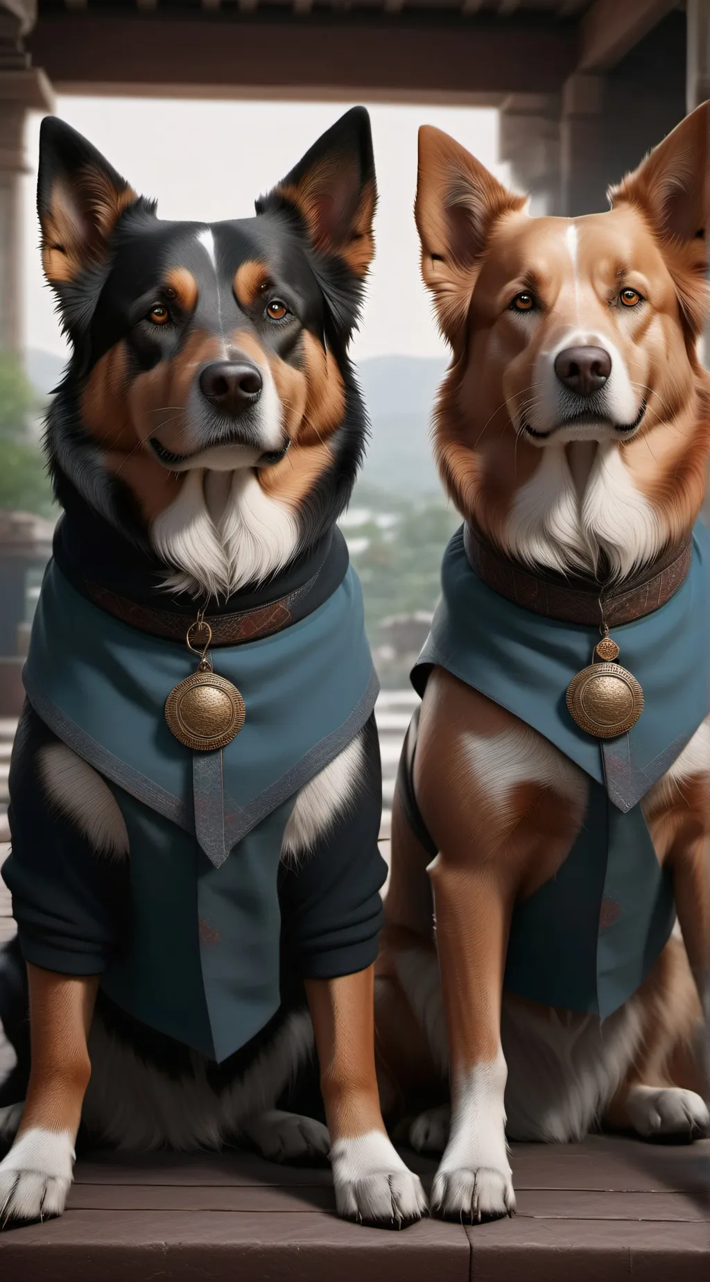 ai character: 2 dogs background