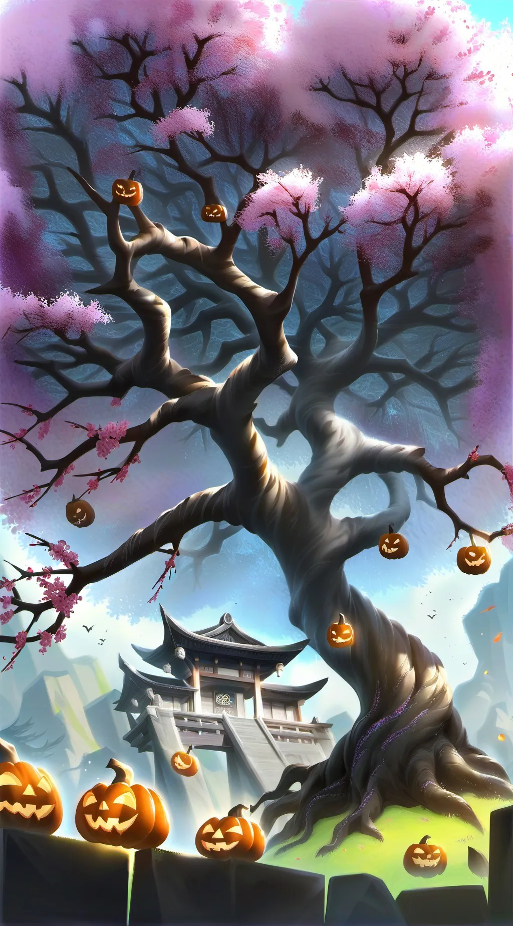 ai character: DS Halloween background