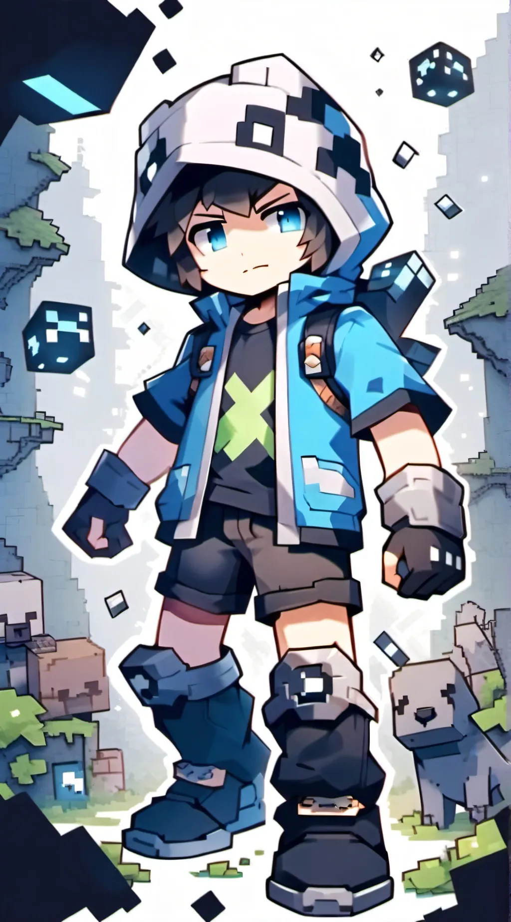 ai character: e x l x w(ship) background