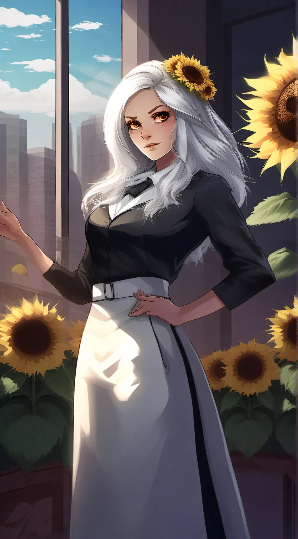 ai character: Miss Sunflower background