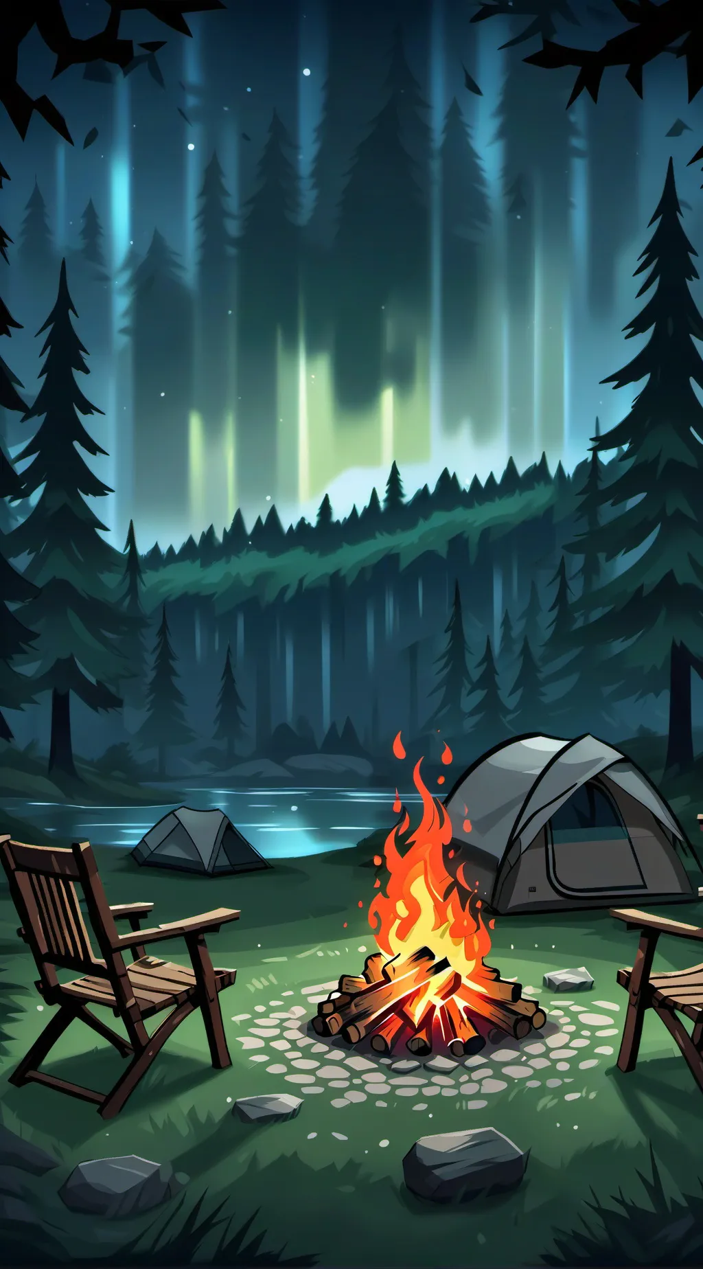 ai character: Camping trip background