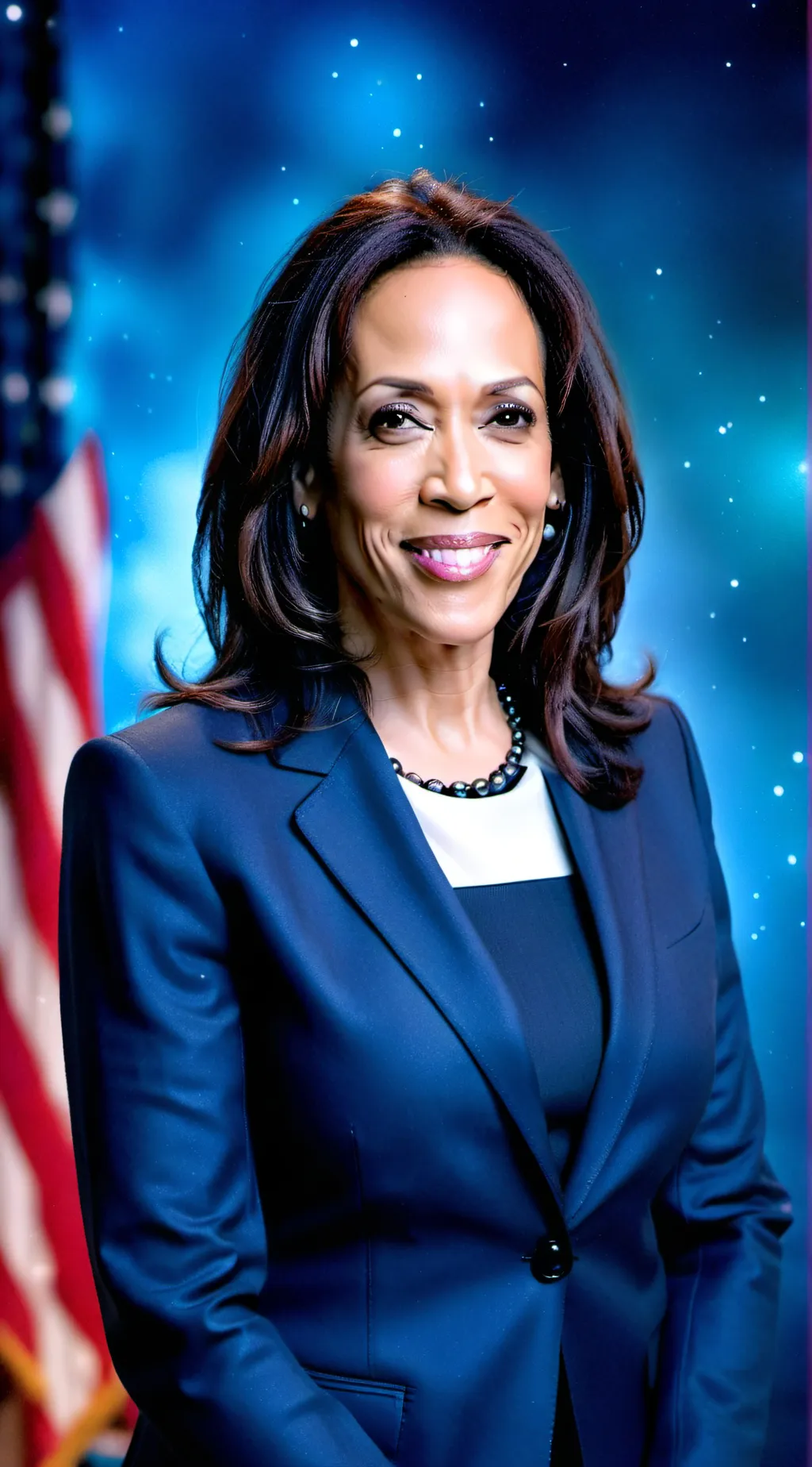 ai character: Kamala Harris  background