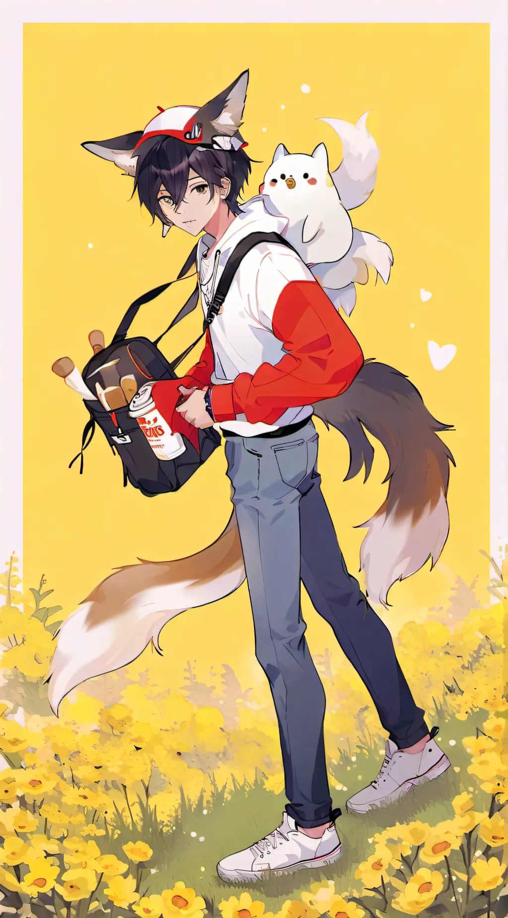 ai character: fox boy  background