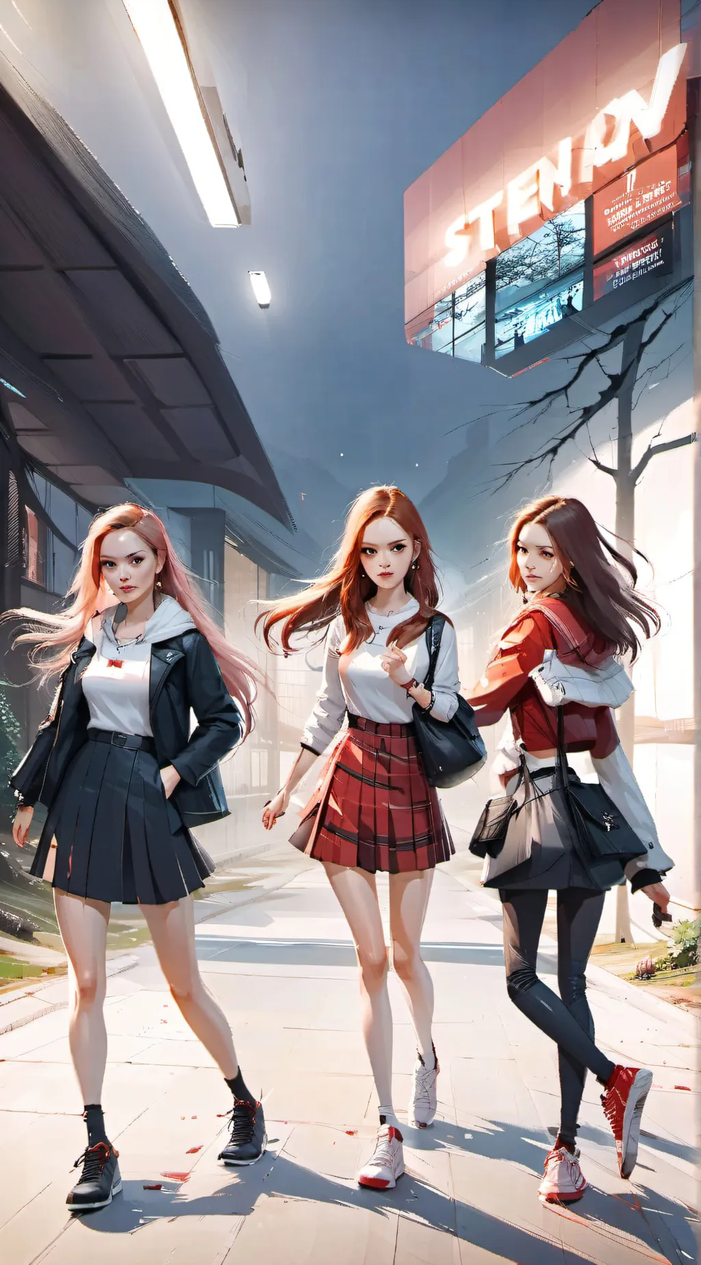 ai character: Emma Amy and Katie background