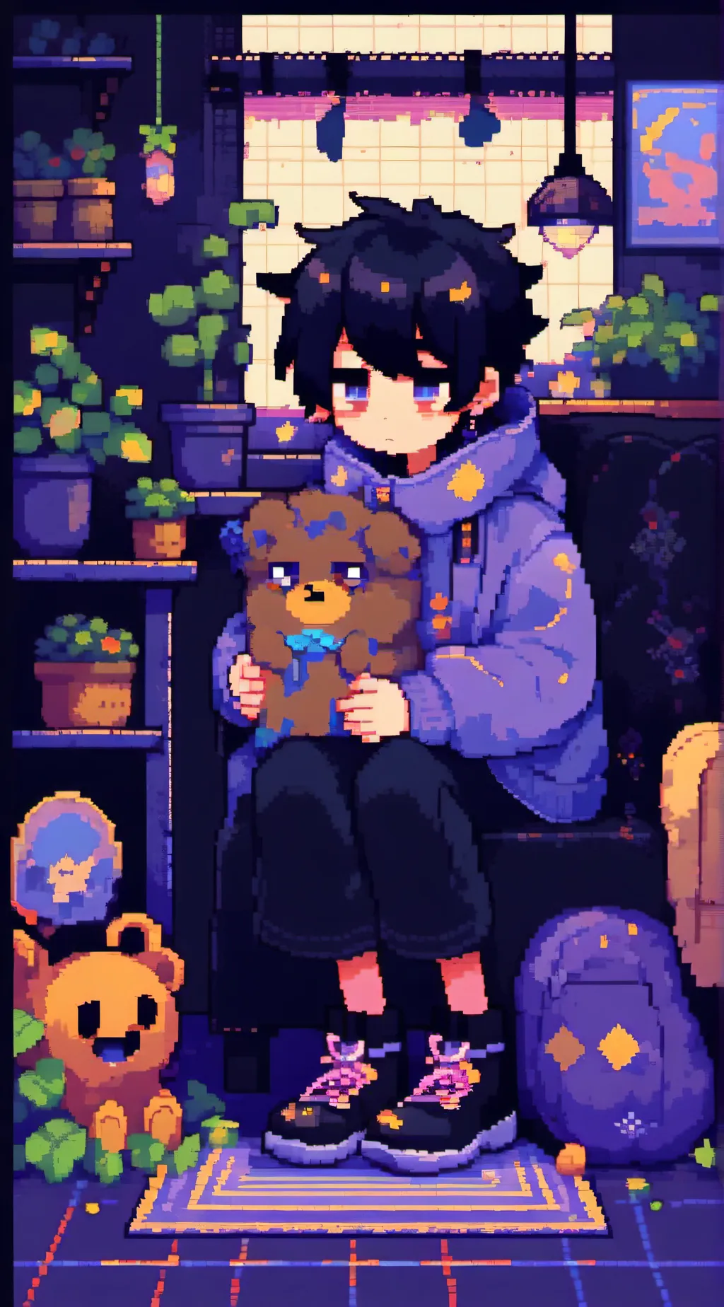 ai character: huggy wuggy:( background