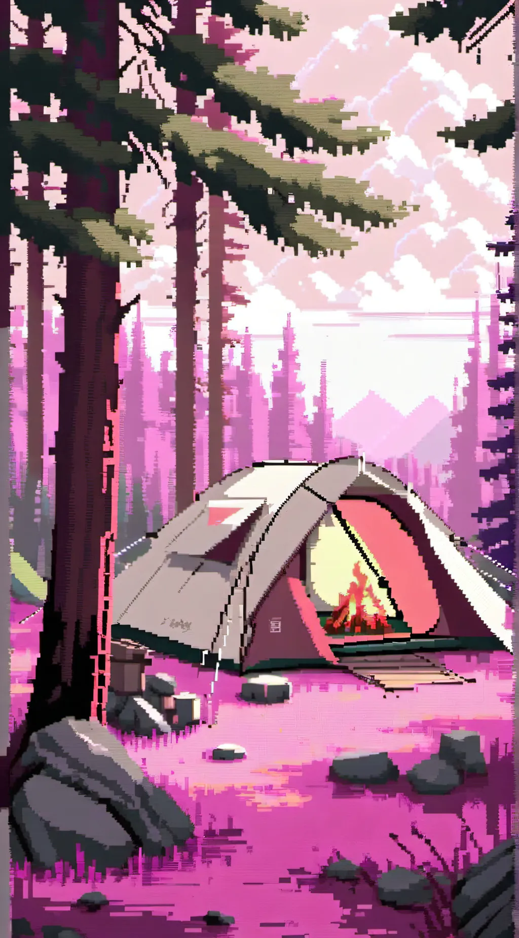 ai character: camping trip background