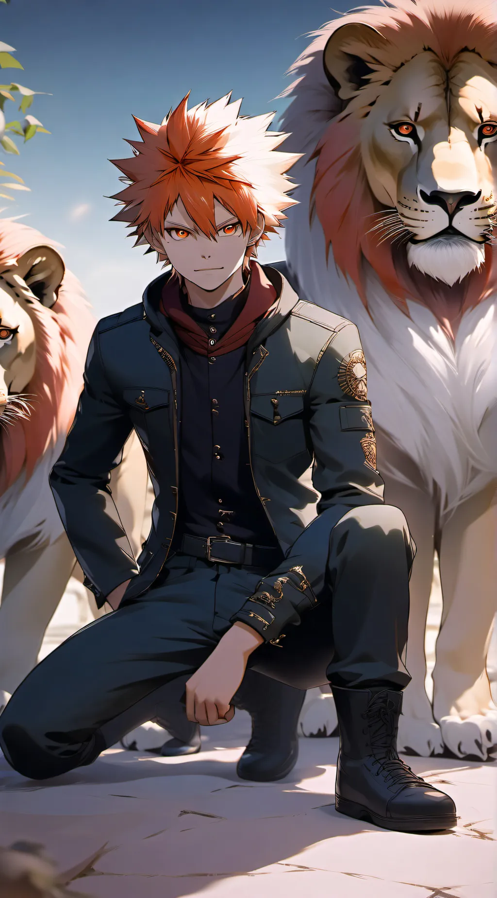 ai character: bakugo and lionsBL background