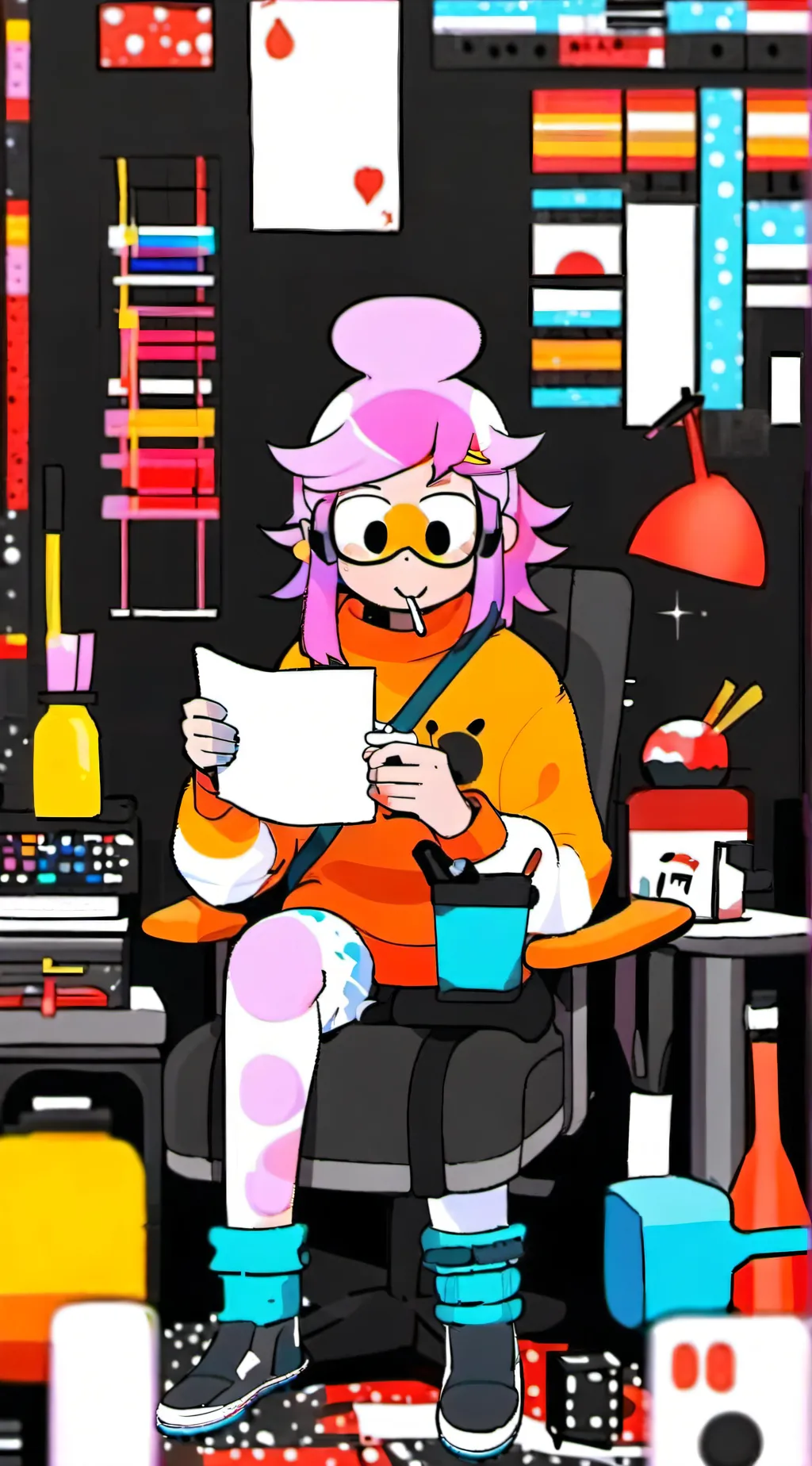 ai character: pink among us  background