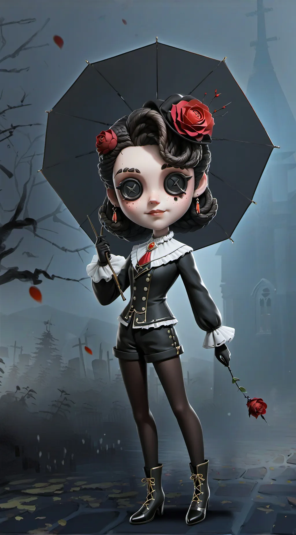 ai character: scary doll background