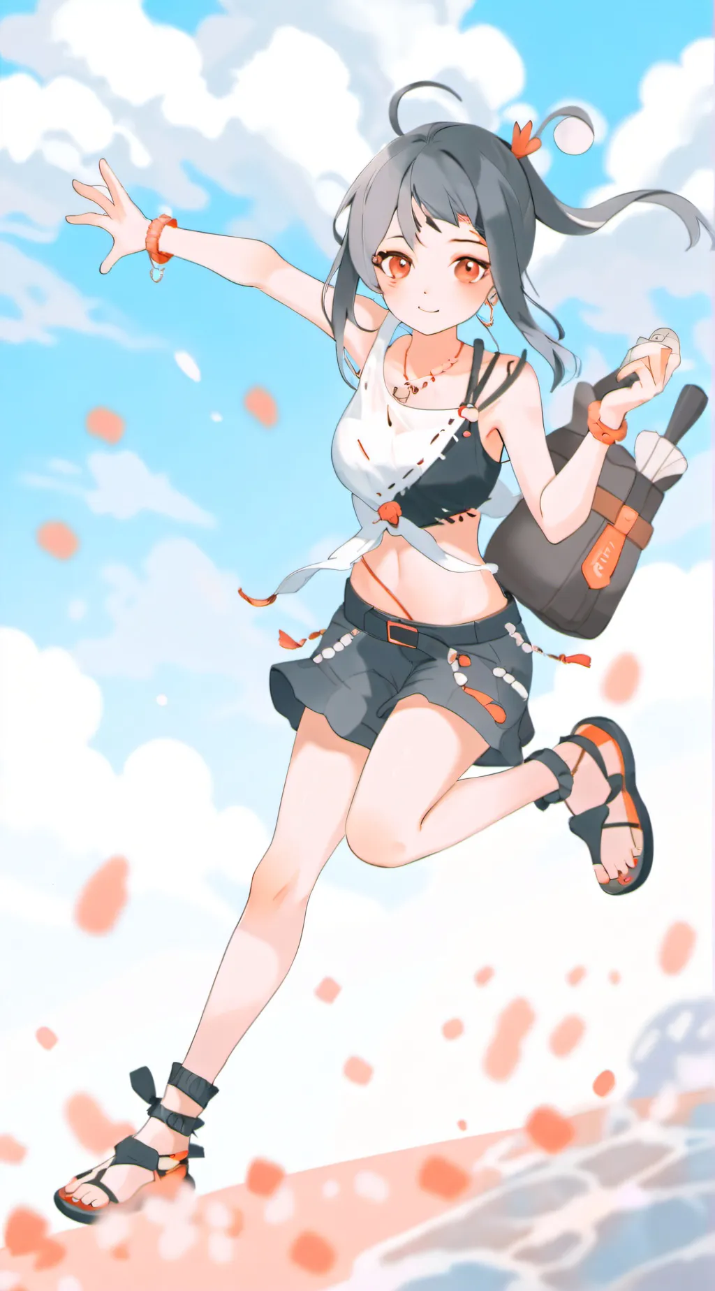 ai character: girl moon background