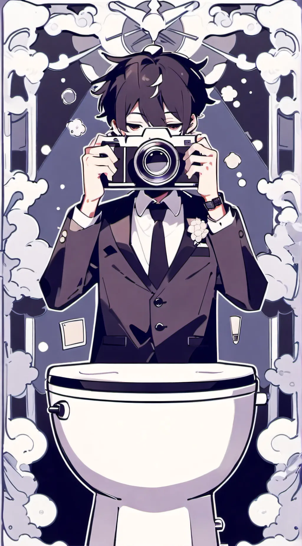 ai character: Dark/speakerman.. background