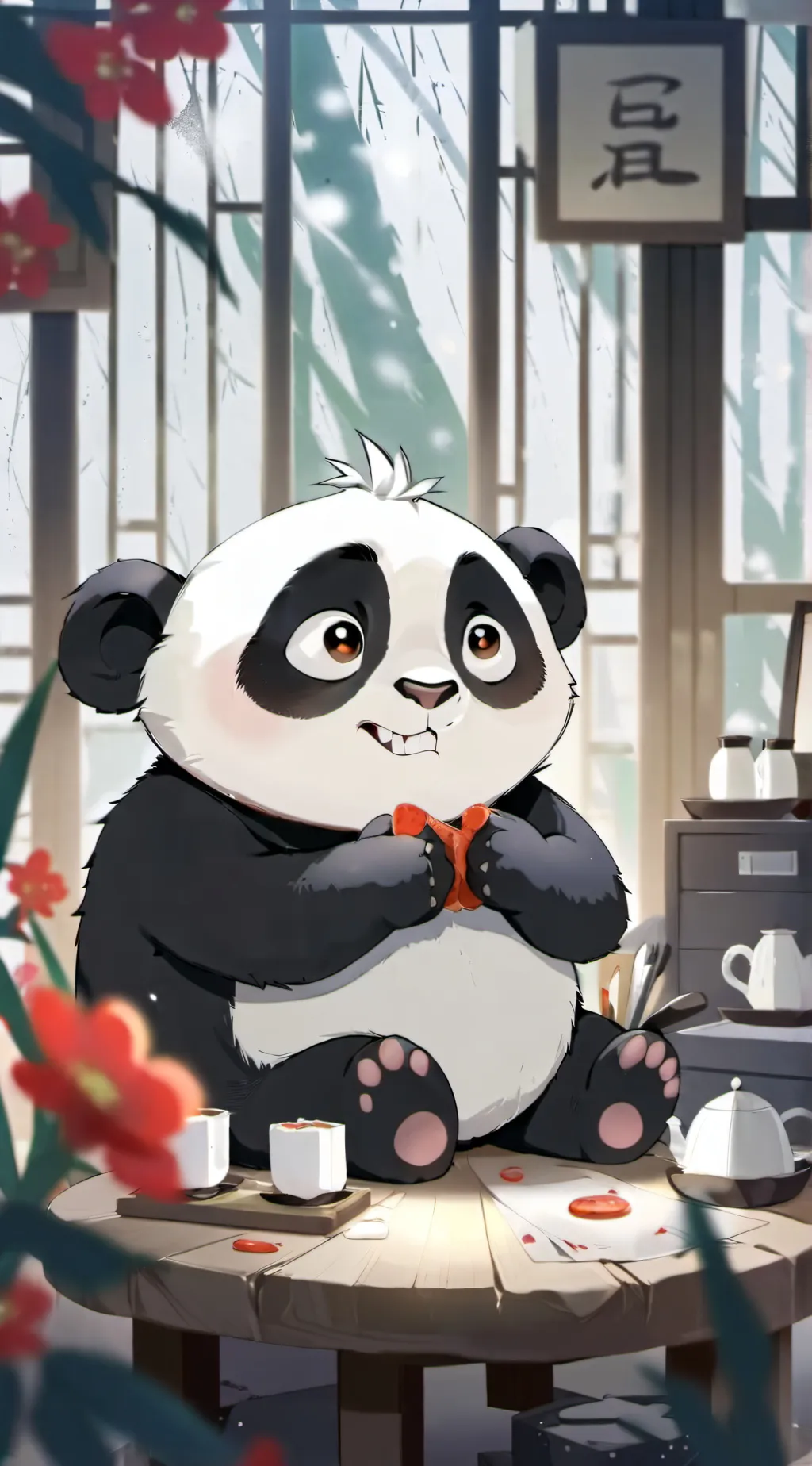 ai character: Jjk hot springs background