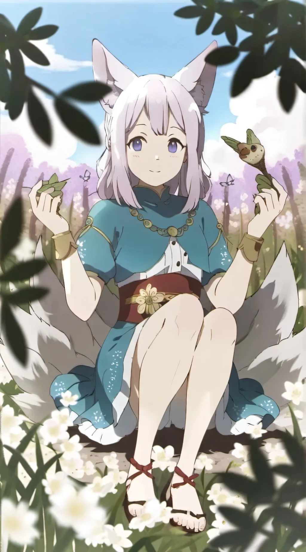 ai character: Mha flower pick background