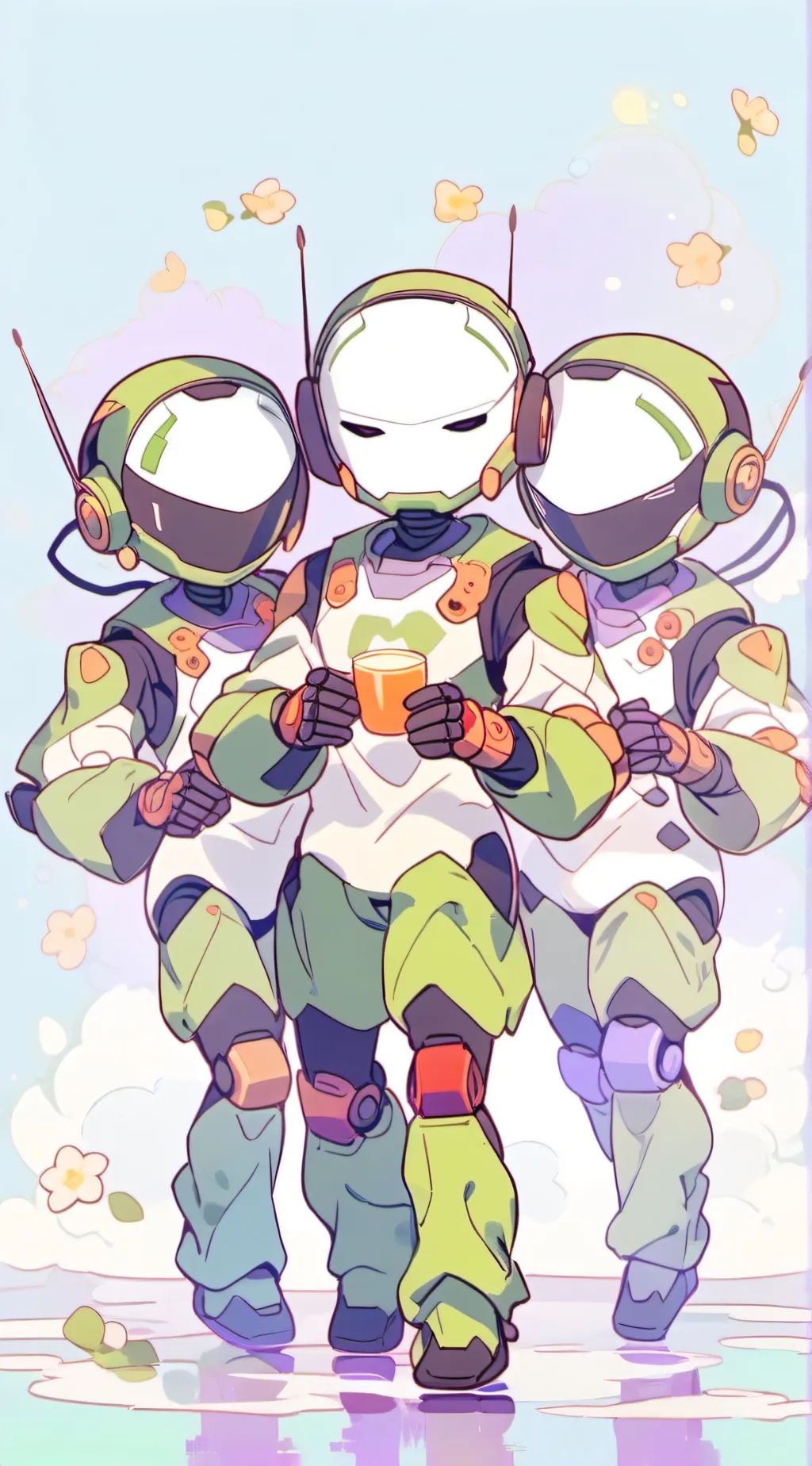 ai character: M.C.1,2, n 3 background