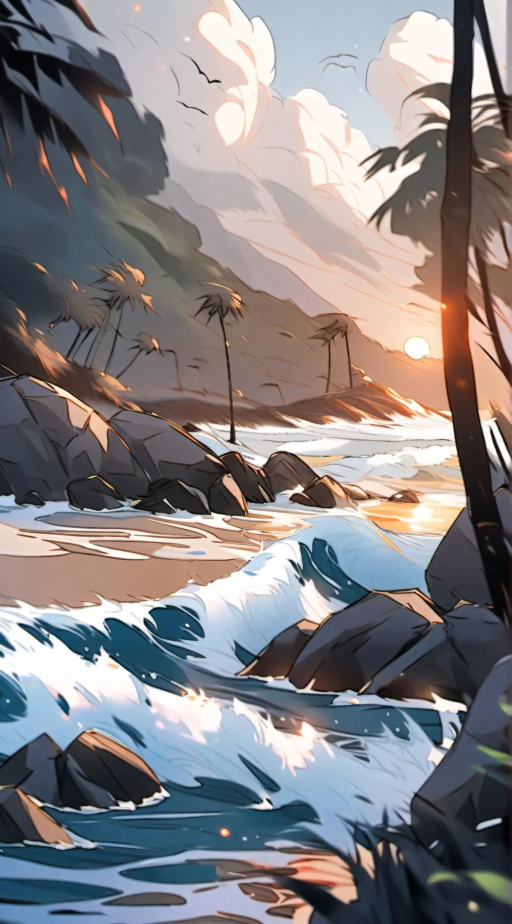 ai character: Mha Beach background