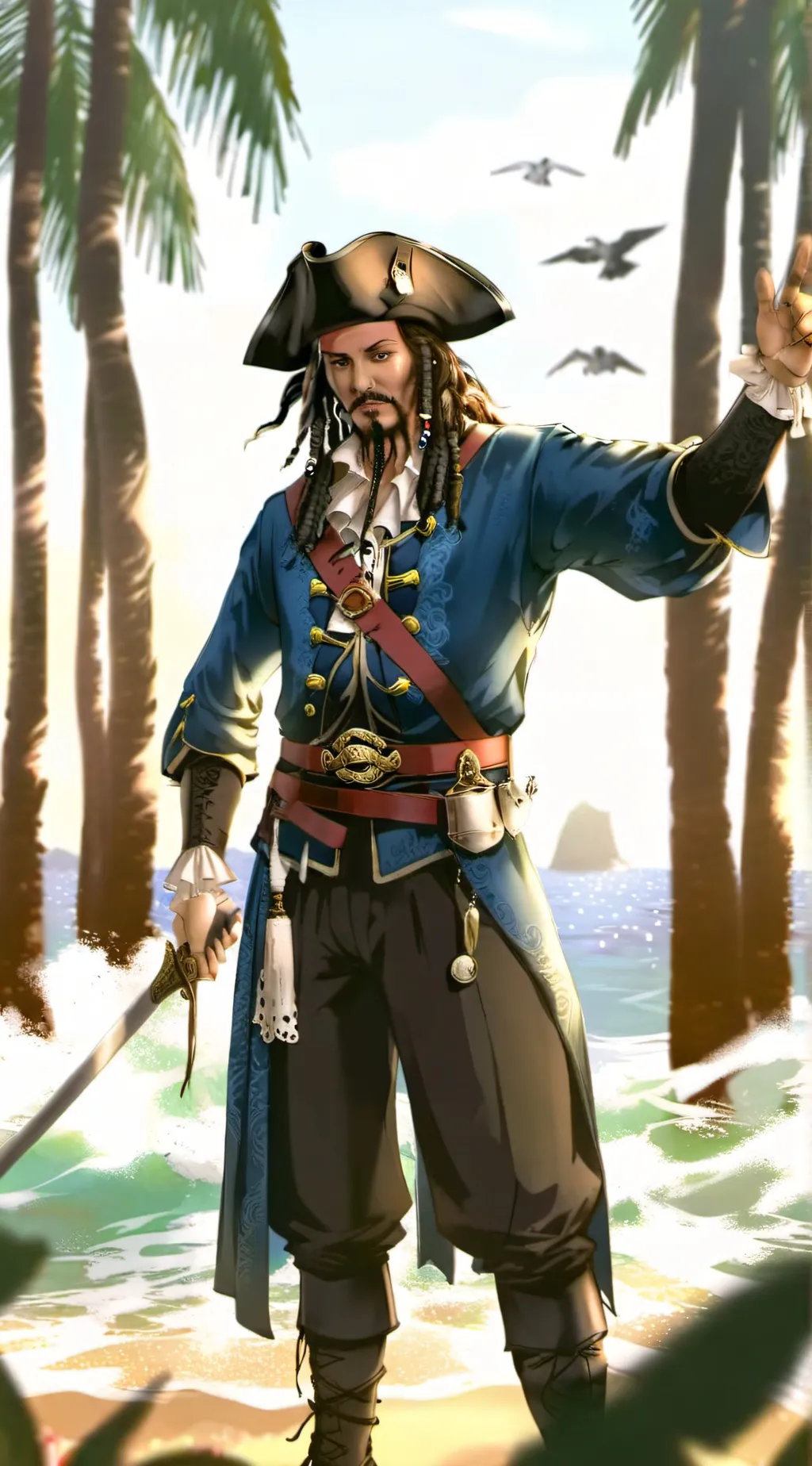 ai character: Jack Sparrow  background