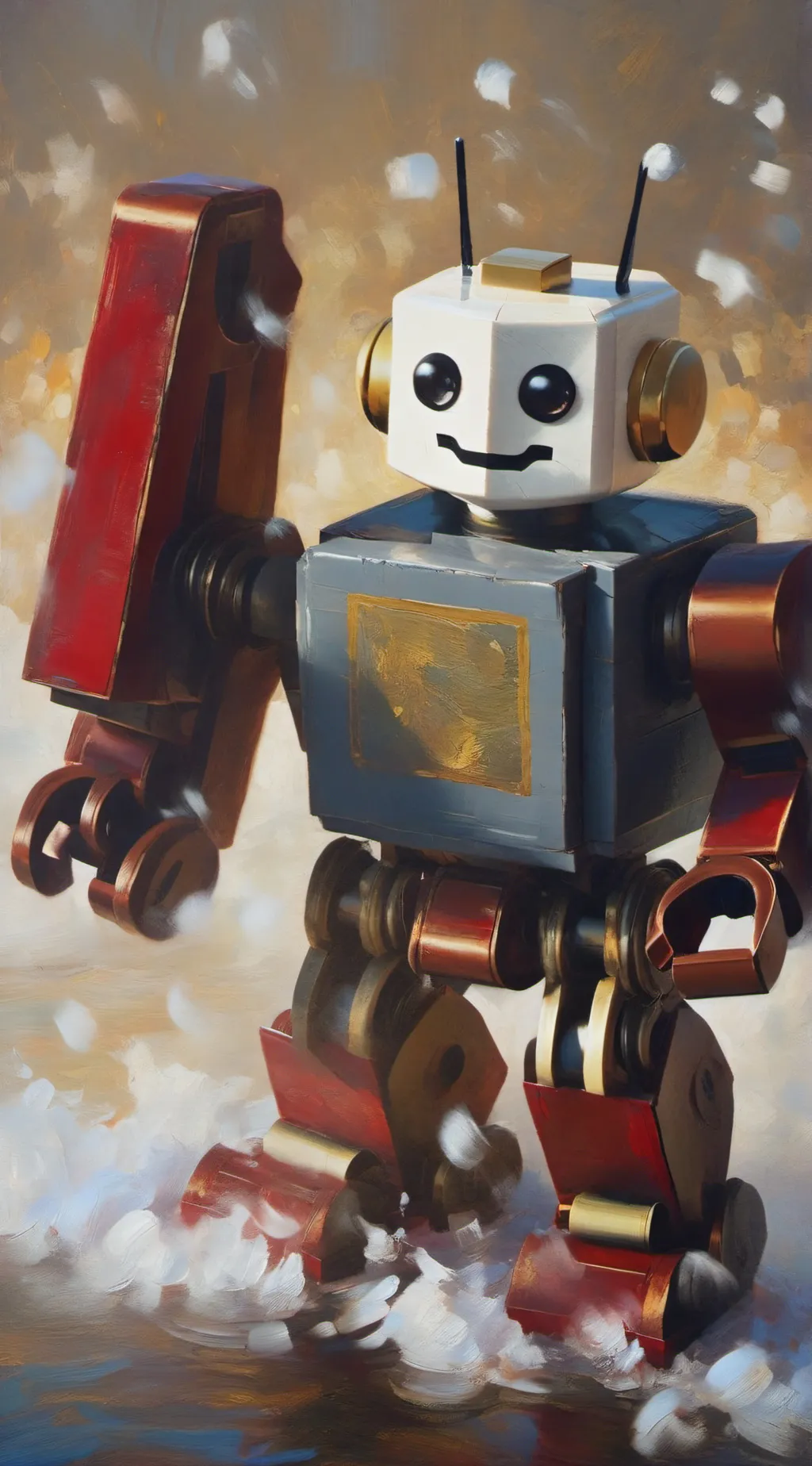 ai character: Giant Lego robot  background