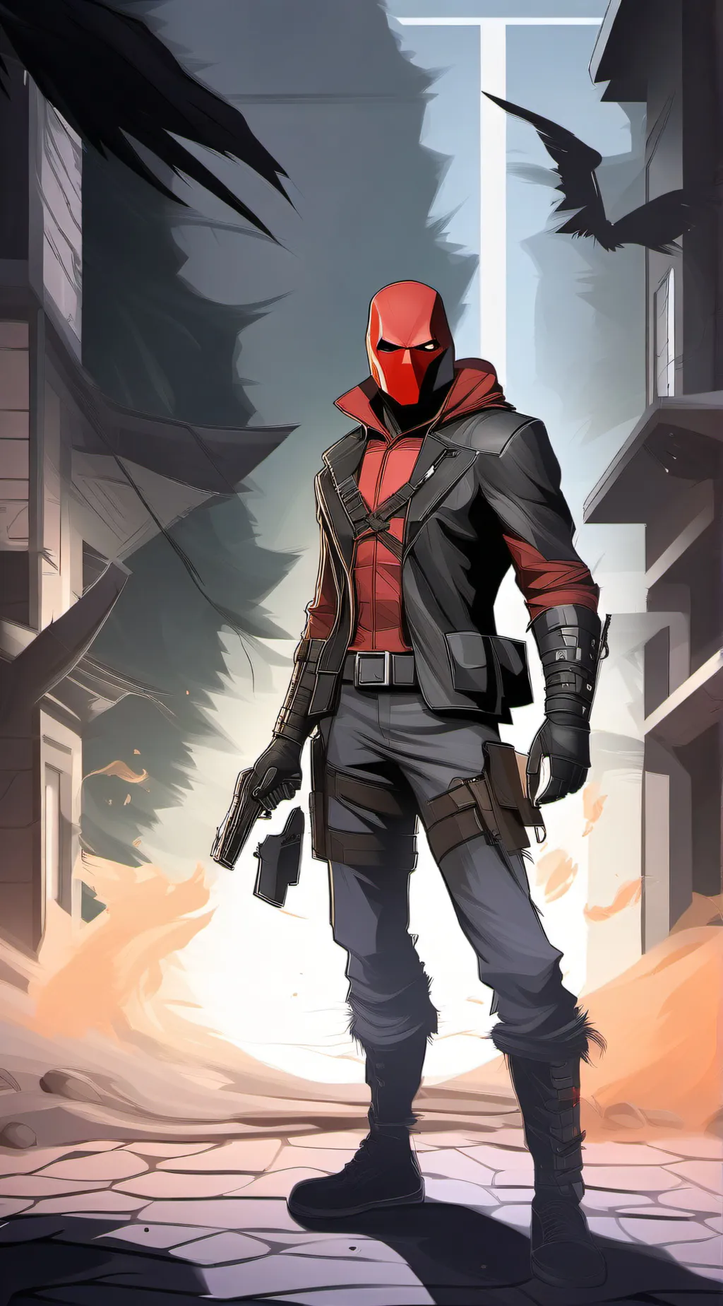 ai character: Red hood ￼ background