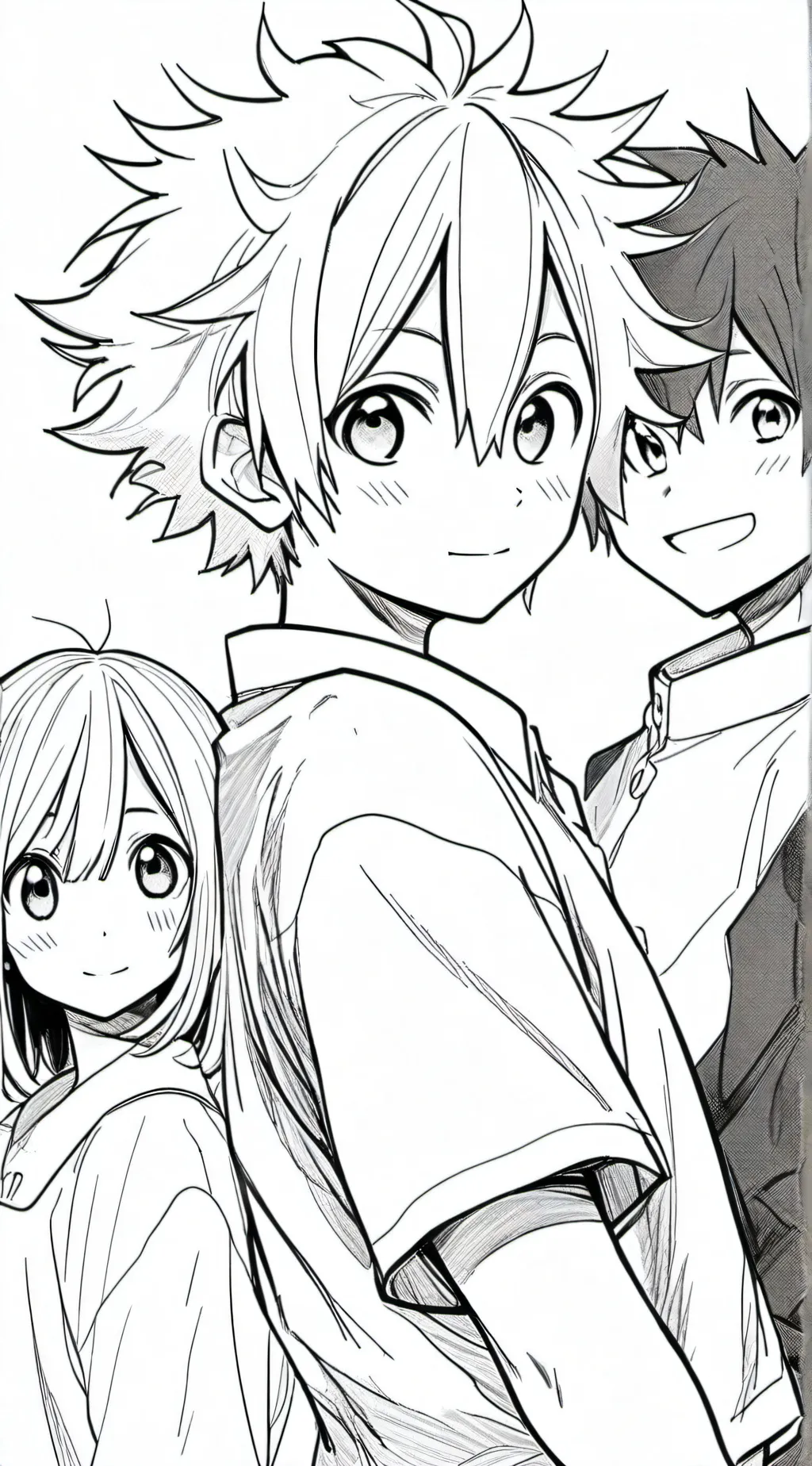 ai character: ochako and bakugo  background