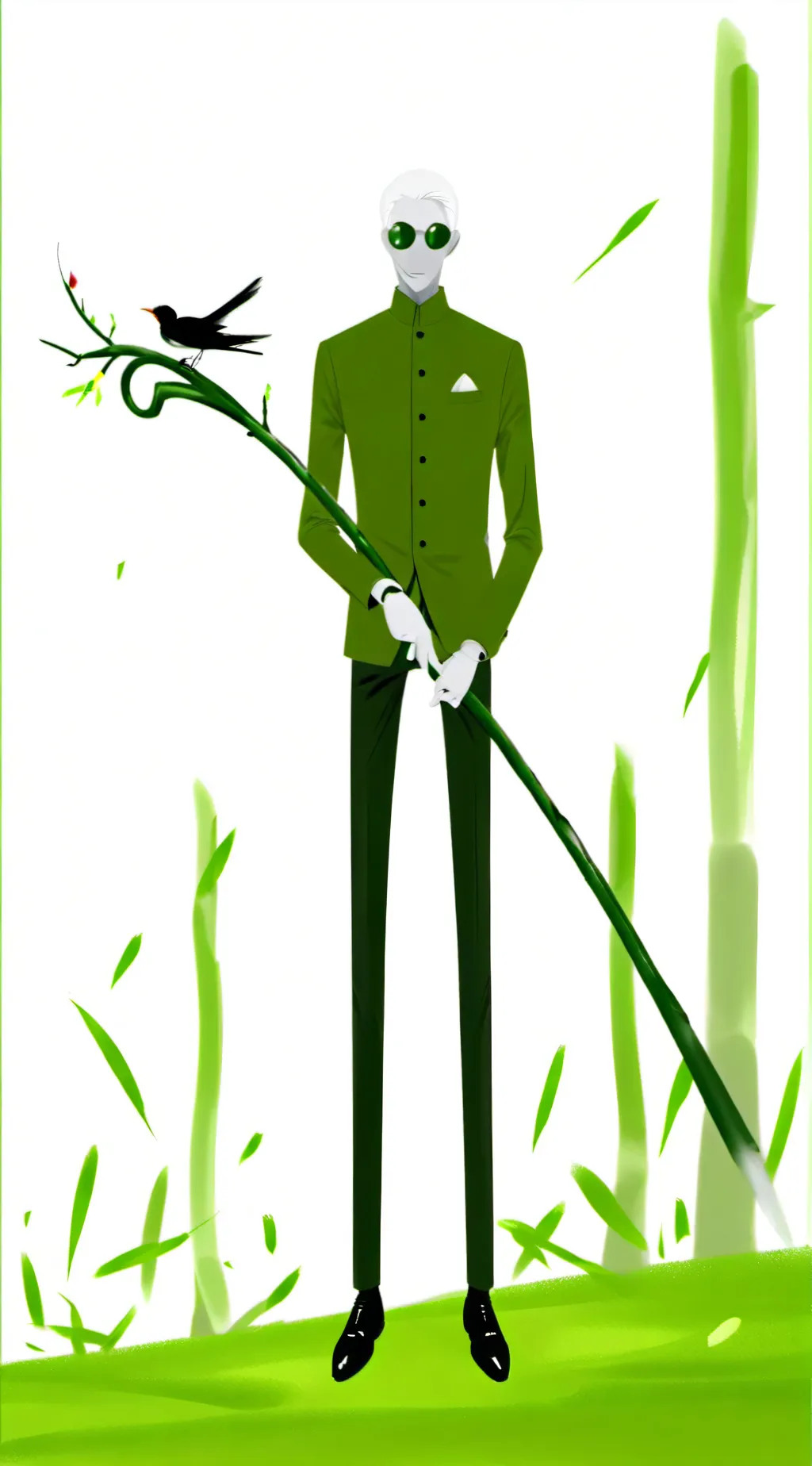 ai character: Green alan becker background