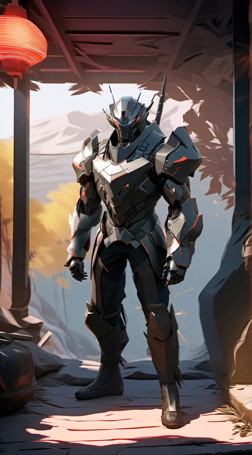 ai character: robot armor background