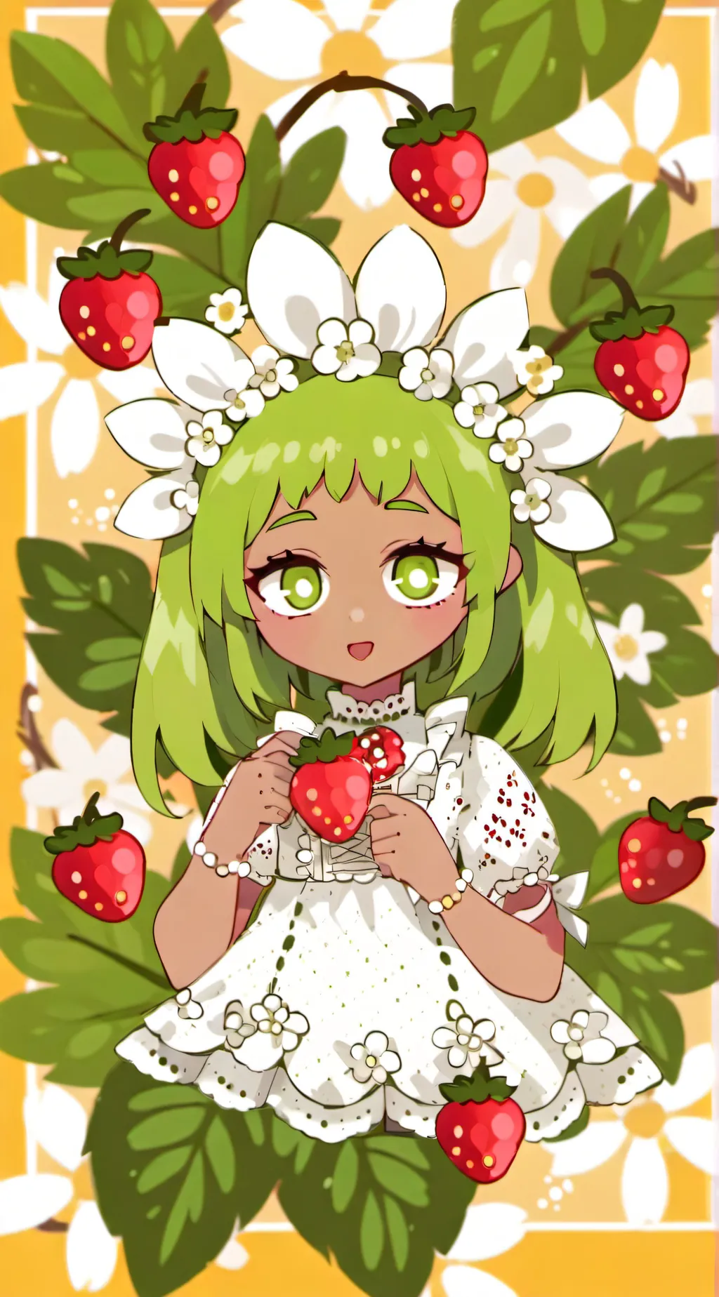 ai character: straberry background