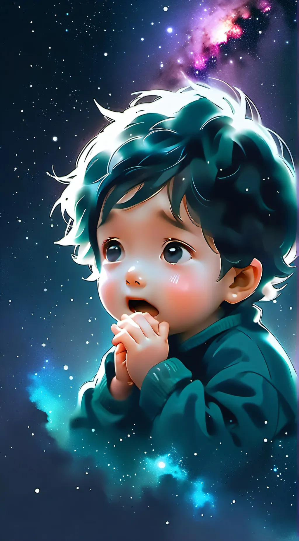 ai character: crying child  background