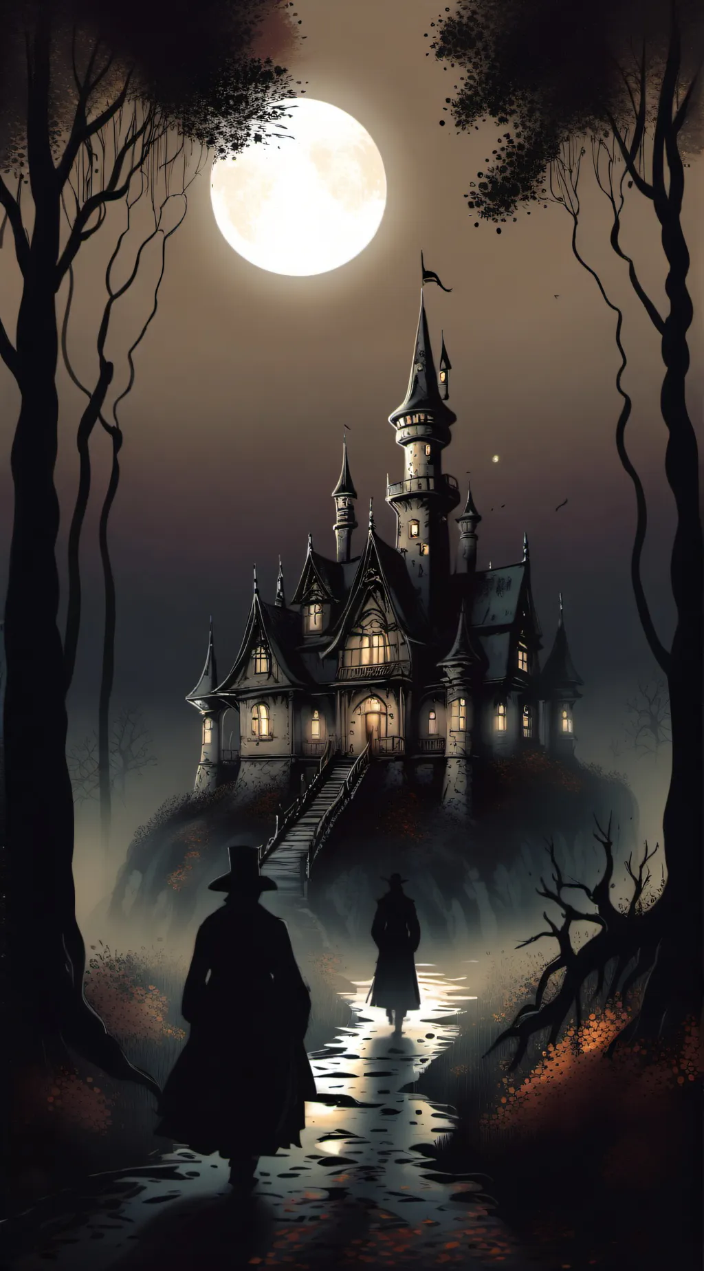 ai character: haunted castle background