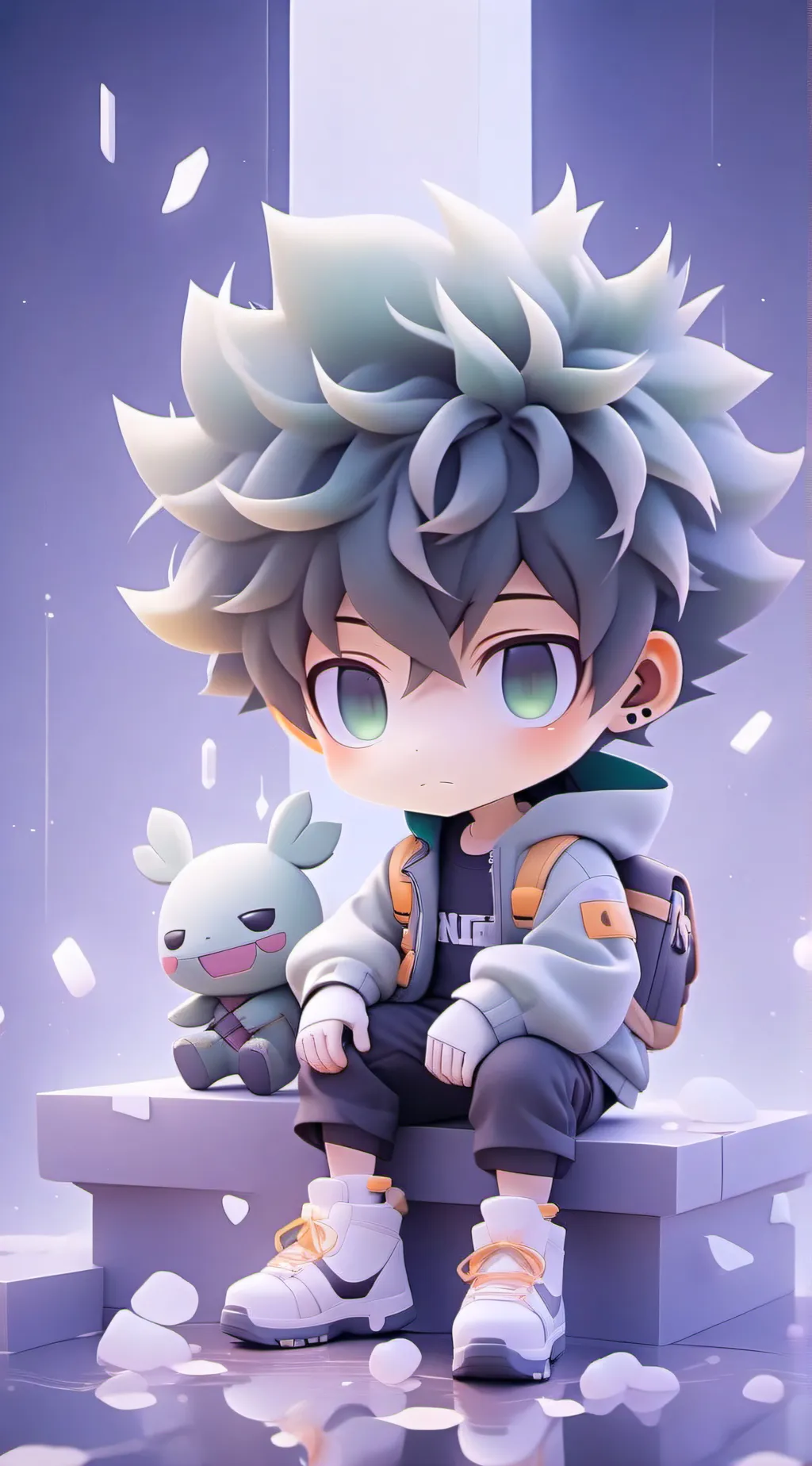 ai character: young deku  background