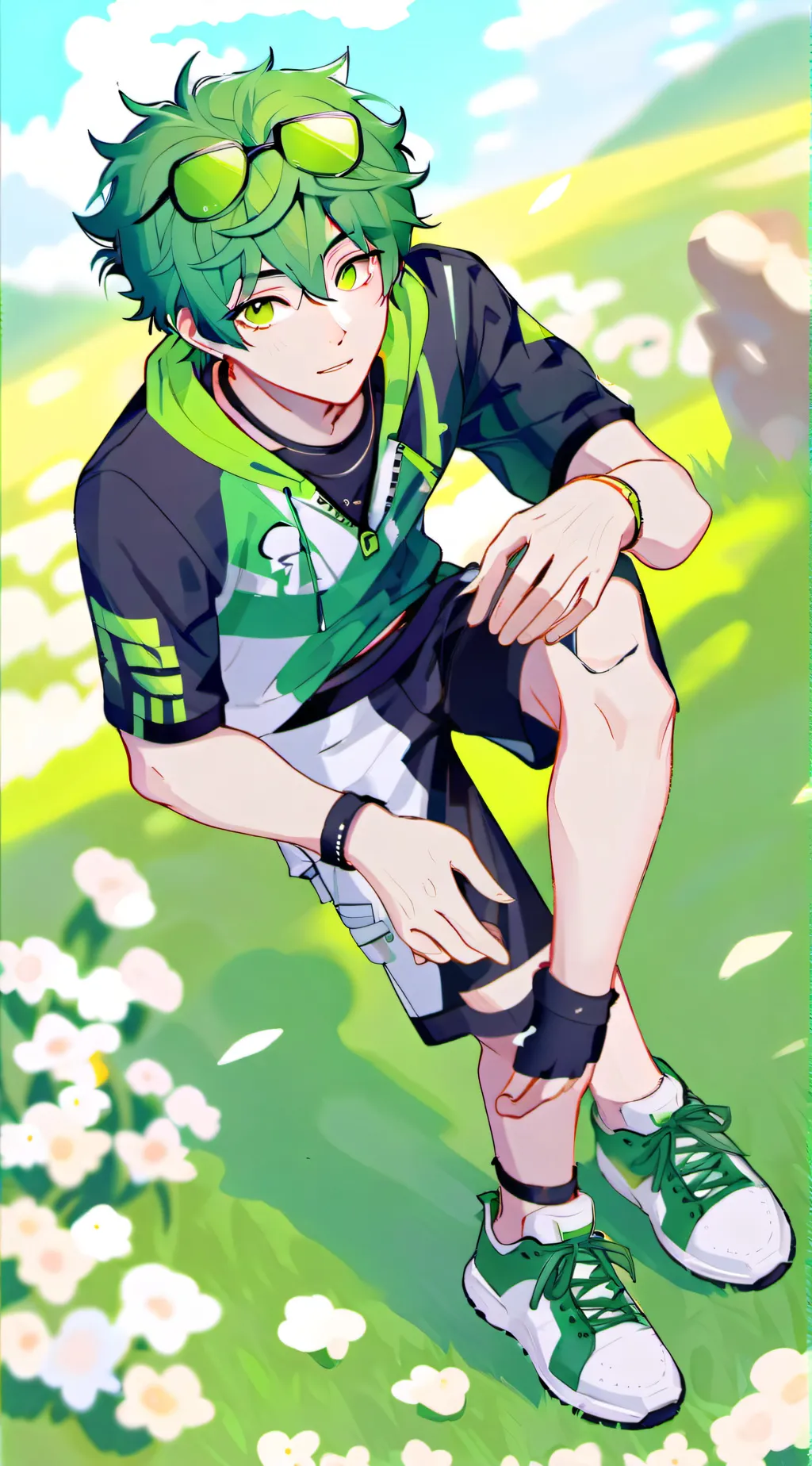 ai character: Green  background